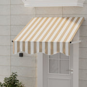 Instahut Window Door Awning 1mx1m Beige White Polyester Fabric Aluminum Frame AWN-B-PS-1X1-BEWH
