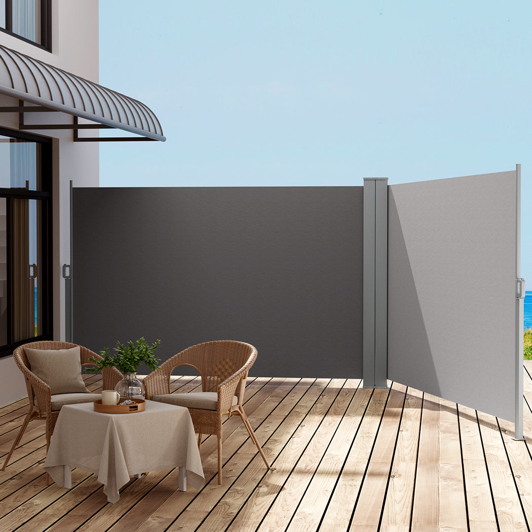 Instahut Side Awning Sun Shade Outdoor Retractable Privacy Screen 1.8X6M Grey AWN-B-SIDE-BD-180-GREY
