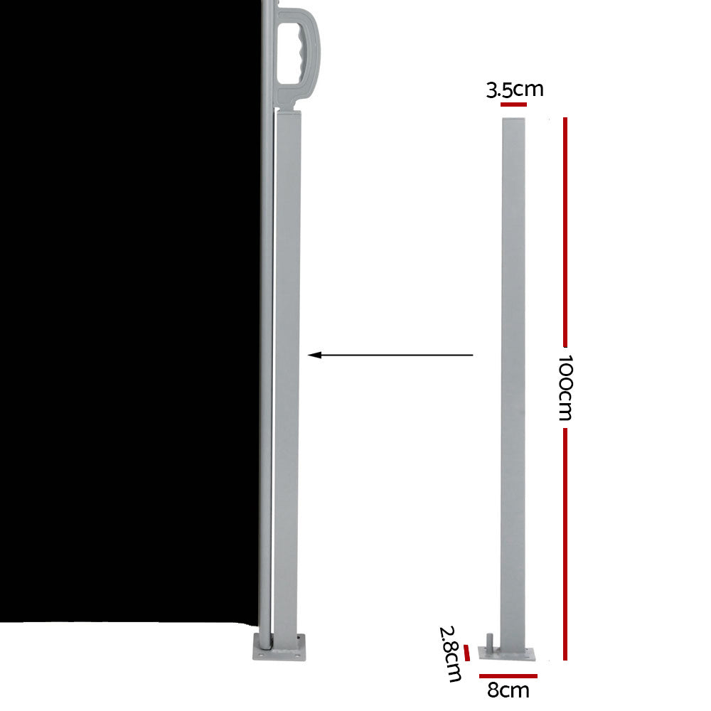 Instahut Side Awning Outdoor Blinds Sun Shade Retractable Screen 2X6M BK AWN-B-SIDE-BD-200-BLACK