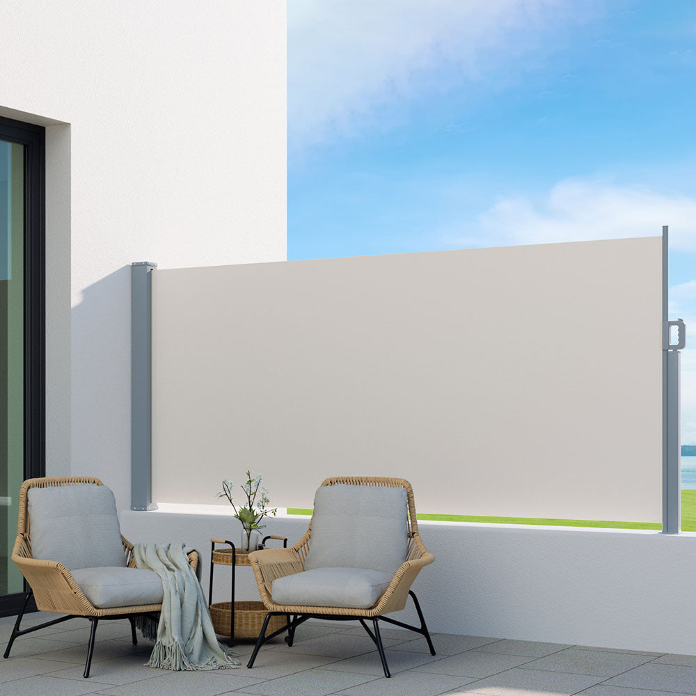 Instahut Side Awning Sun Shade Outdoor Blinds Retractable Screen 1.4X3M Cream AWN-B-SIDE-FC-140-CREAM