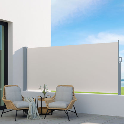 Instahut Side Awning Sun Shade Outdoor Blinds Retractable Screen 1.4X3M Cream AWN-B-SIDE-FC-140-CREAM