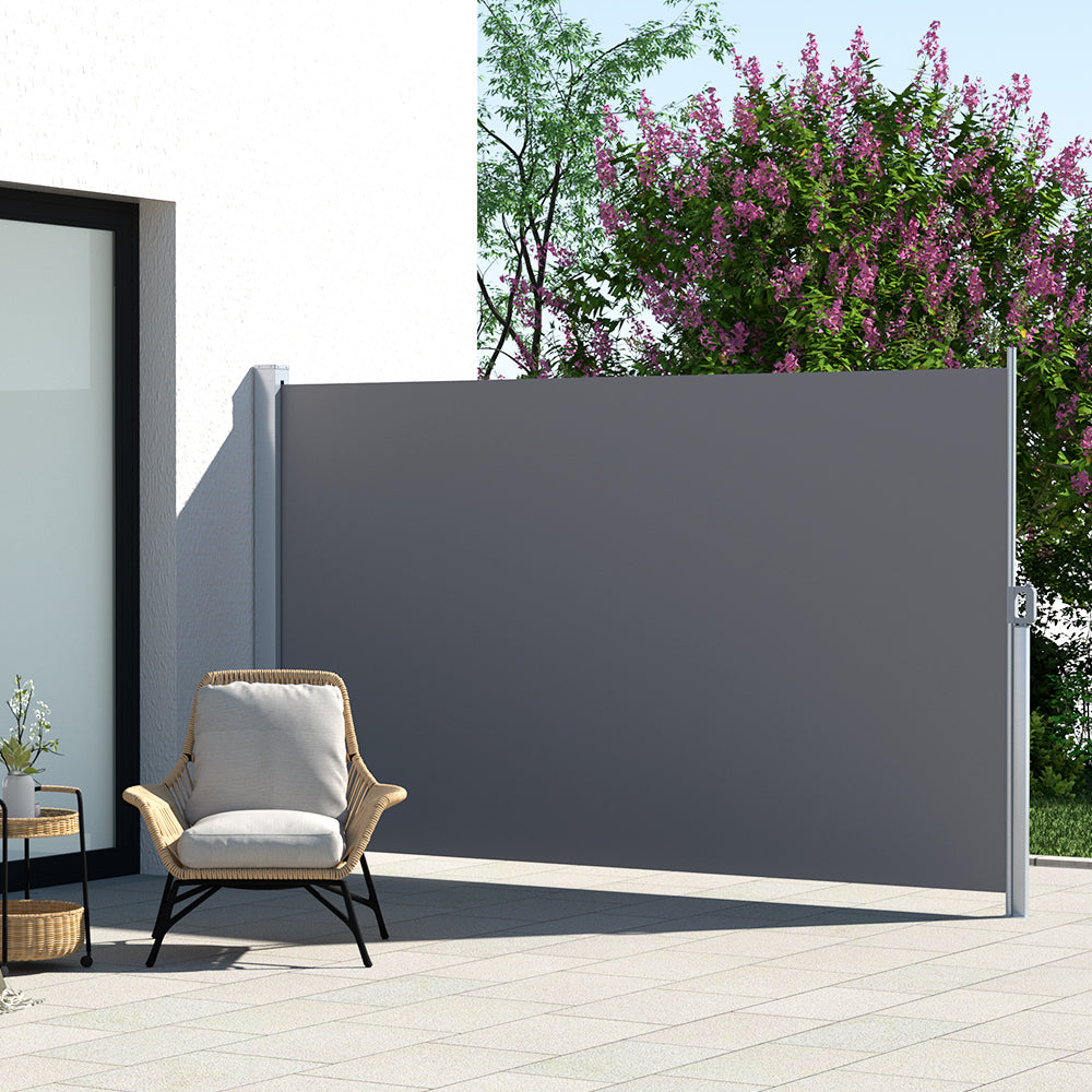 Instahut Side Awning Sun Shade Outdoor Retractable Privacy Screen 2X3M Grey AWN-B-SIDE-FC-200-GREY
