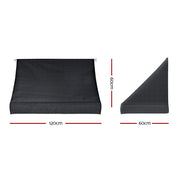 Instahut Window Door Awning 1.2mx0.6mx0.6m Black Polyester Fabric Steel Frame AWN-B-SIDE-TRI-120-BK