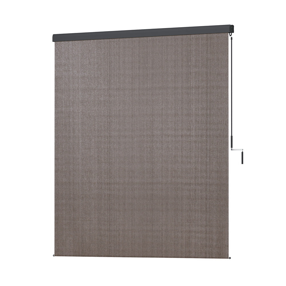 Instahut 2.1X2.5M Outdoor Blinds Awning Roll Down Retractable Knit Fabric Outdoor Blinds Window Shade Brown AWN-C-DOWN-KNIT-21-BR