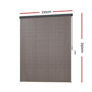 Instahut 2.1X2.5M Outdoor Blinds Awning Roll Down Retractable Knit Fabric Outdoor Blinds Window Shade Brown AWN-C-DOWN-KNIT-21-BR