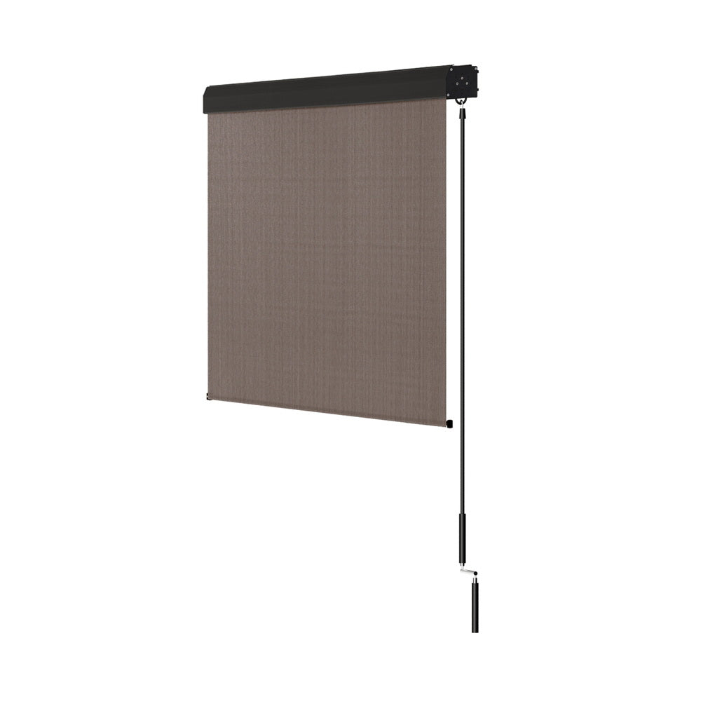 Instahut 2.1X2.5M Outdoor Blinds Awning Roll Down Retractable Knit Fabric Outdoor Blinds Window Shade Brown AWN-C-DOWN-KNIT-21-BR