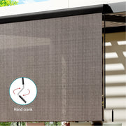Instahut 2.1X2.5M Outdoor Blinds Awning Roll Down Retractable Knit Fabric Outdoor Blinds Window Shade Brown AWN-C-DOWN-KNIT-21-BR