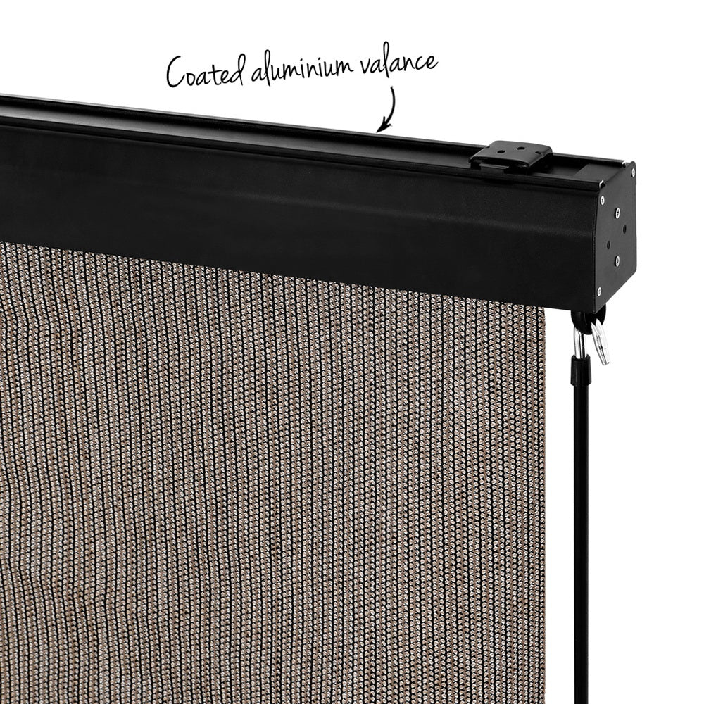 Instahut 2.1X2.5M Outdoor Blinds Awning Roll Down Retractable Knit Fabric Outdoor Blinds Window Shade Brown AWN-C-DOWN-KNIT-21-BR