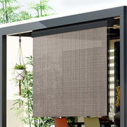 Instahut 2.1X2.5M Outdoor Blinds Awning Roll Down Retractable Knit Fabric Outdoor Blinds Window Shade Brown AWN-C-DOWN-KNIT-21-BR