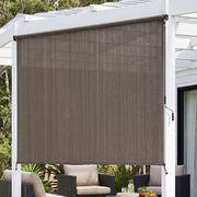 Instahut 3X2.5M Outdoor Blinds Awning Roll Down Retractable Knit Fabric Outdoor Blinds Window Shade Brown AWN-C-DOWN-KNIT-30-BR