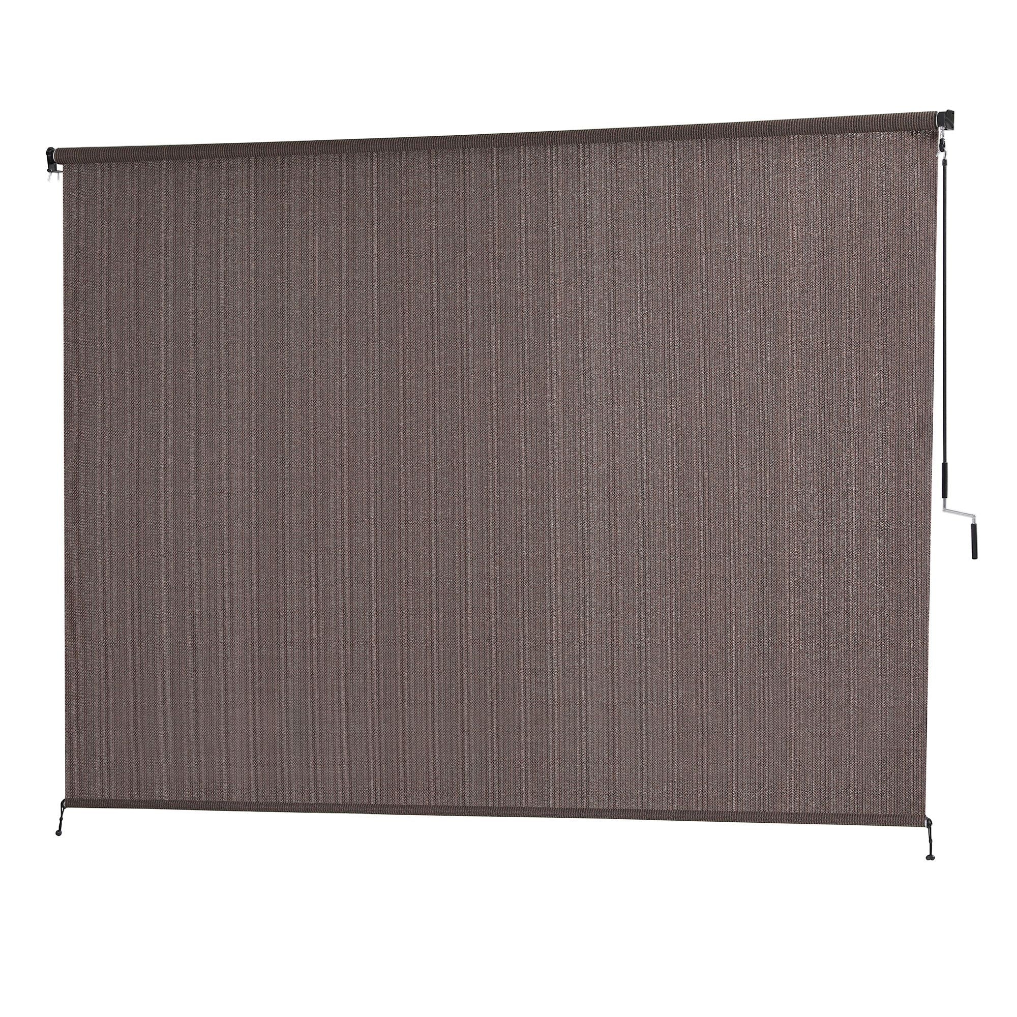 Instahut 3X2.5M Outdoor Blinds Awning Roll Down Retractable Knit Fabric Outdoor Blinds Window Shade Brown AWN-C-DOWN-KNIT-30-BR