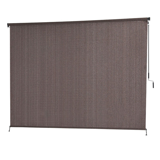 Instahut 3X2.5M Outdoor Blinds Awning Roll Down Retractable Knit Fabric Outdoor Blinds Window Shade Brown AWN-C-DOWN-KNIT-30-BR