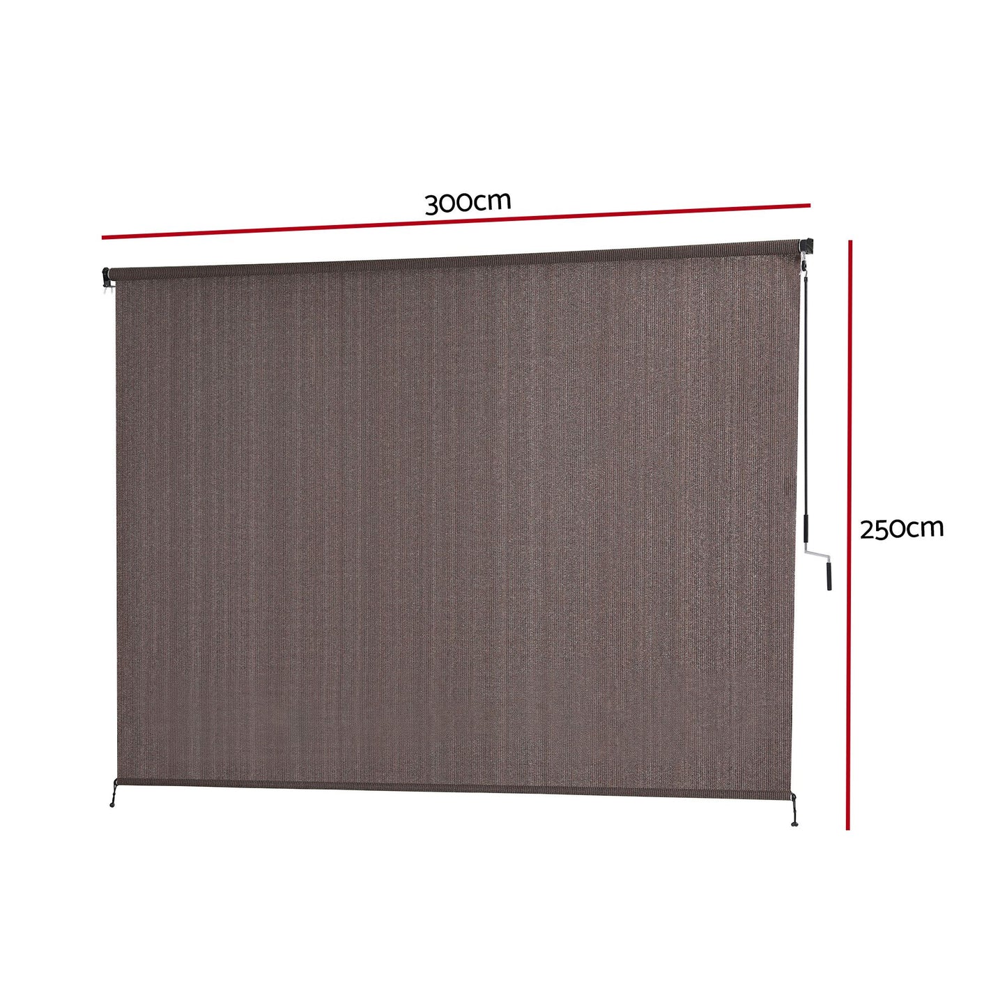 Instahut 3X2.5M Outdoor Blinds Awning Roll Down Retractable Knit Fabric Outdoor Blinds Window Shade Brown AWN-C-DOWN-KNIT-30-BR