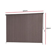 Instahut 3X2.5M Outdoor Blinds Awning Roll Down Retractable Knit Fabric Outdoor Blinds Window Shade Brown AWN-C-DOWN-KNIT-30-BR