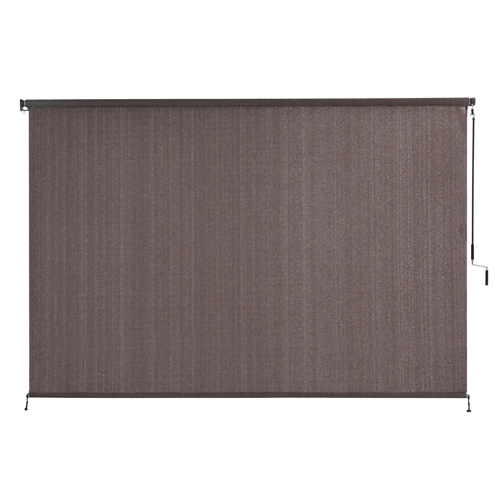 Instahut 3X2.5M Outdoor Blinds Awning Roll Down Retractable Knit Fabric Outdoor Blinds Window Shade Brown AWN-C-DOWN-KNIT-30-BR