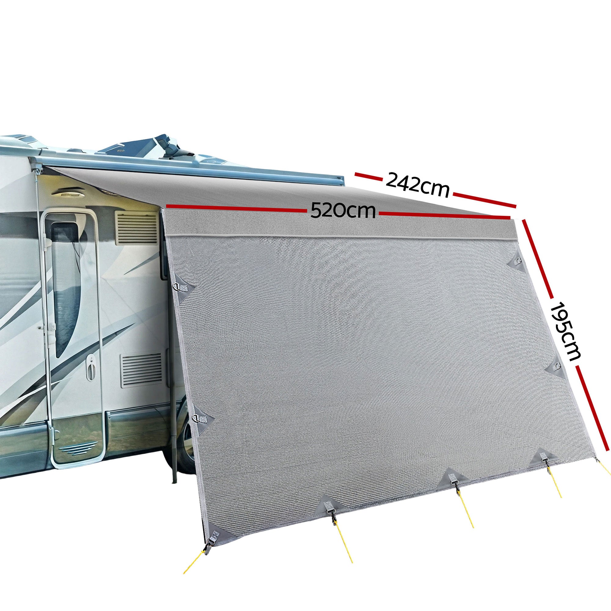Weisshorn 18ft Caravan Awning Fabric & Privacy Screen RV Roll Out Sun Shade 5.2M AWN-CV-52-GY