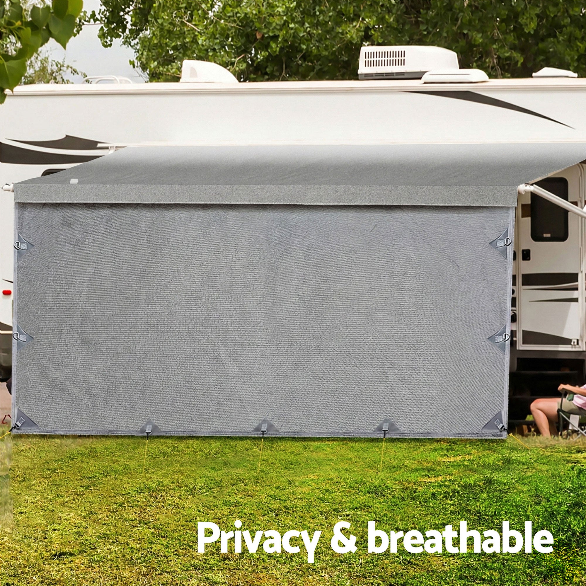 Weisshorn 18ft Caravan Awning Fabric & Privacy Screen RV Roll Out Sun Shade 5.2M AWN-CV-52-GY