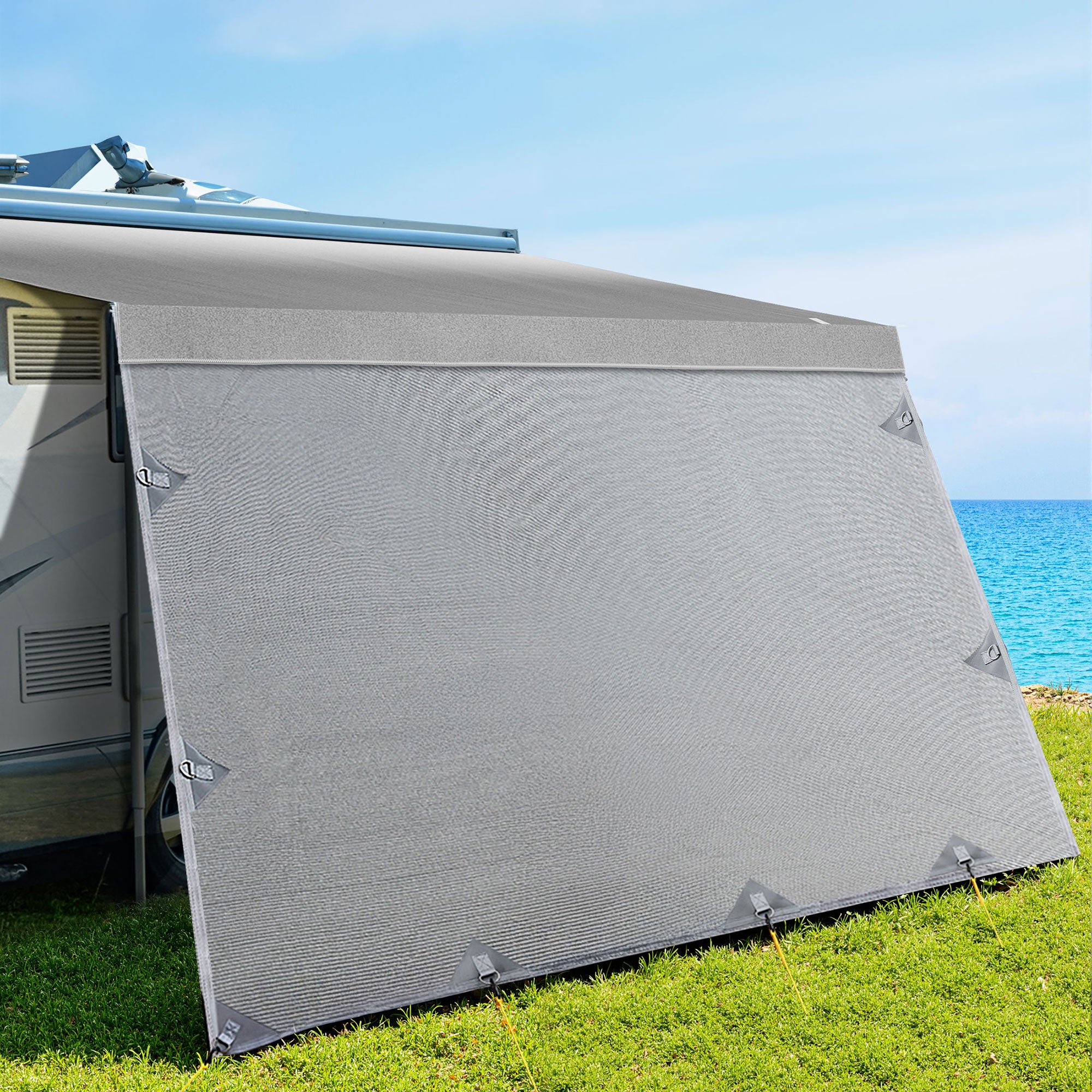 Weisshorn 18ft Caravan Awning Fabric & Privacy Screen RV Roll Out Sun Shade 5.2M AWN-CV-52-GY