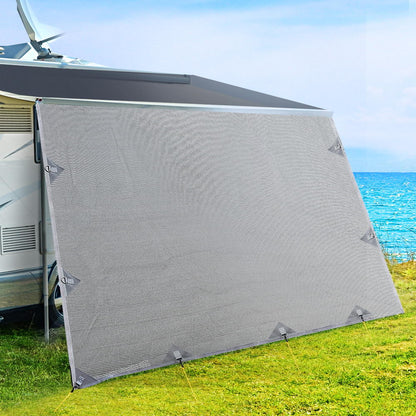 Caravan Privacy Screen Roll Out Awning 4Mx1.95M End Wall Side Sun Shade Grey AWN-CV-B-SS-40