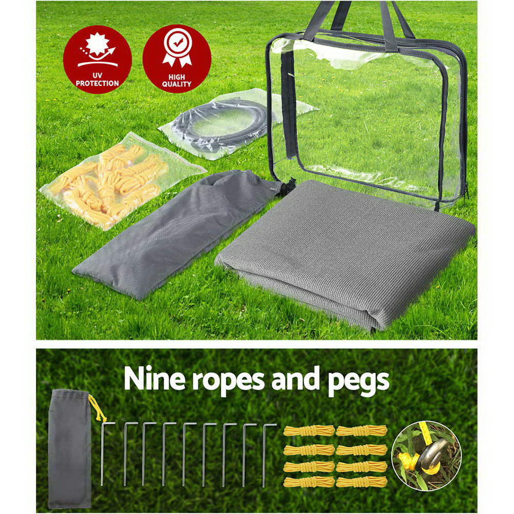 Caravan Privacy Screen Roll Out Awning 4.6x1.95M End Wall Side Sun Shade Grey AWN-CV-B-SS-46