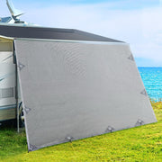 Caravan Privacy Screen Roll Out Awning 4.6x1.95M End Wall Side Sun Shade Grey AWN-CV-B-SS-46