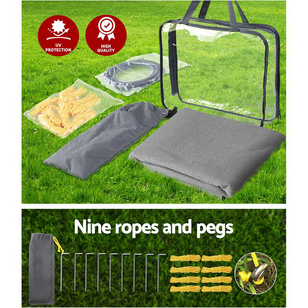 Caravan Privacy Screen Roll Out Awning 4.9x1.95M End Wall Side Sun Shade Grey AWN-CV-B-SS-49