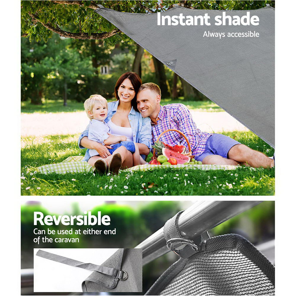 Caravan Privacy Screen Roll Out Awning 1.95 x 2.2M Sun Shade End Wall Side Grey AWN-CV-B-SS-END