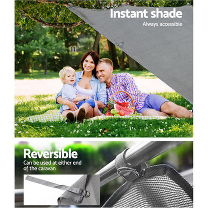 Caravan Privacy Screen Roll Out Awning 1.95 x 2.2M Sun Shade End Wall Side Grey AWN-CV-B-SS-END