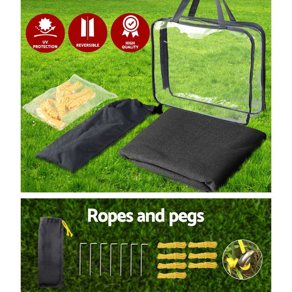 Caravan Privacy Screen Roll Out Awning 1.95x2.2M Sun Shade End Wall Side Black AWN-CV-B-SS-END-BK