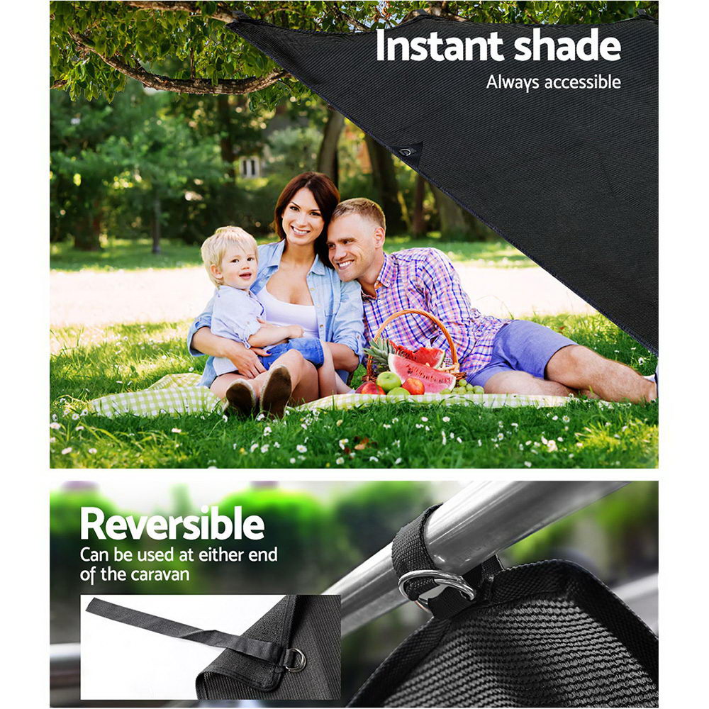 Caravan Privacy Screen Roll Out Awning 1.95x2.2M Sun Shade End Wall Side Black AWN-CV-B-SS-END-BK