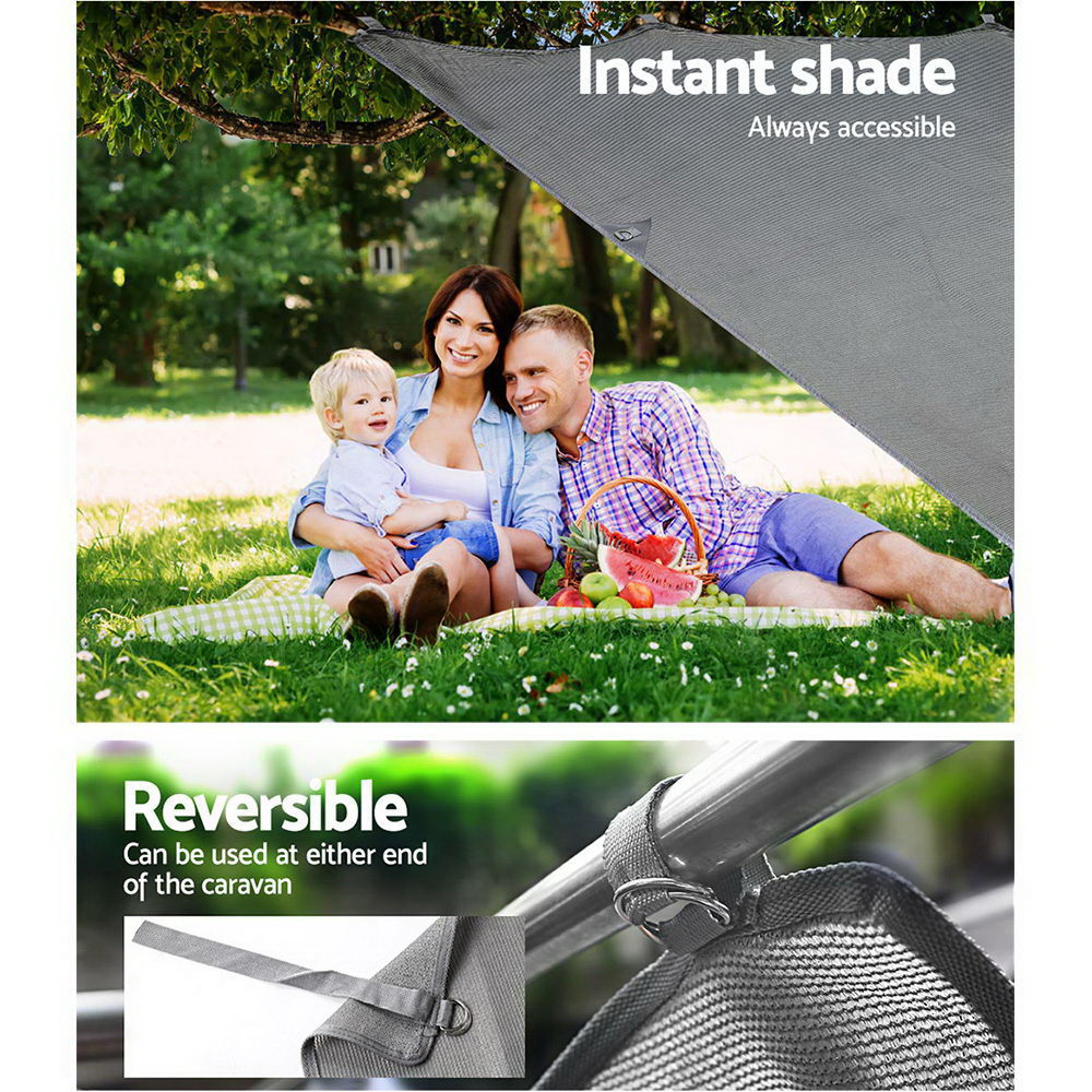 Caravan Privacy Screen Roll Out Awning 2.1x1.8M Sun Shade Pop Top End Wall Grey AWN-CV-B-SS-POP