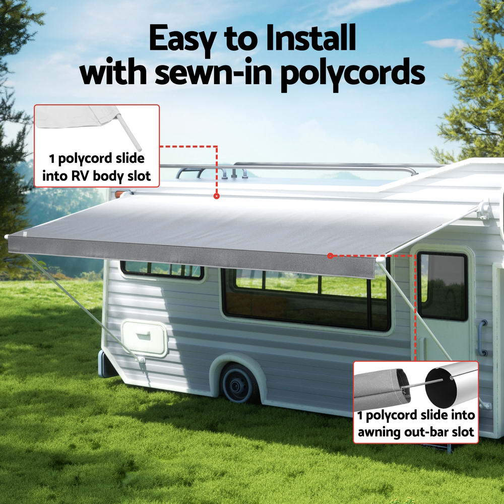 Weisshorn 13ft Caravan Awning RV Replacement Fabric 3.65M x 2.42M AWN-CV-TOP-37-GY