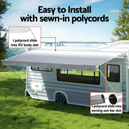 Weisshorn 14ft Caravan Awning RV Replacement Fabric 3.95M x 2.42M AWN-CV-TOP-40-GY