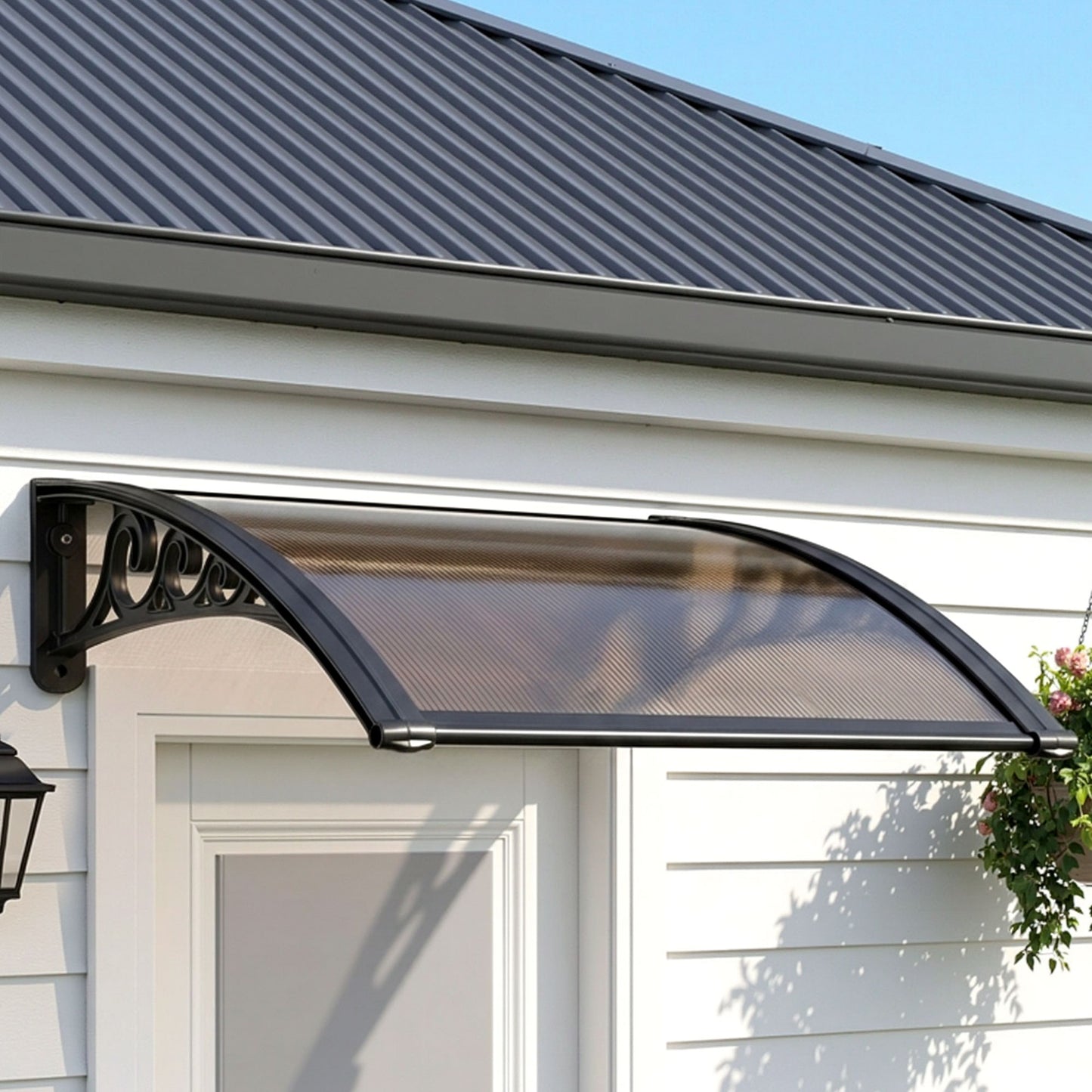 Instahut Window Awning Drainage 0.6mx0.6m Outdoor Brown AWN-DR-06X06-BR