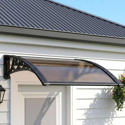 Instahut Window Awning Drainage 0.6mx0.6m Outdoor Brown AWN-DR-06X06-BR