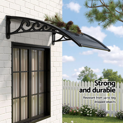 Instahut Window Awning Drainage 0.6mx0.6m Outdoor Grey AWN-DR-06X06-GR