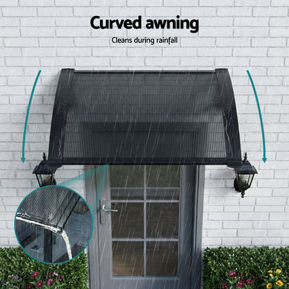 Instahut Window Awning Drainage 0.6mx0.6m Outdoor Grey AWN-DR-06X06-GR