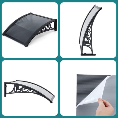 Instahut Window Awning Drainage 0.6mx0.6m Outdoor Grey AWN-DR-06X06-GR