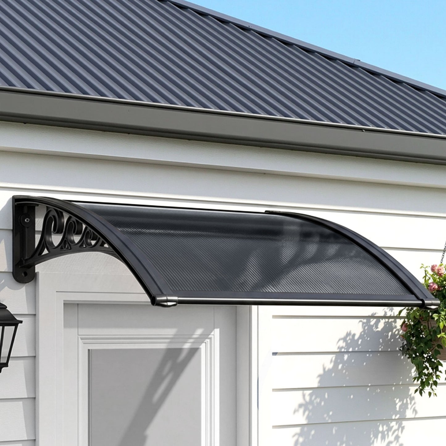Instahut Window Awning Drainage 0.6mx0.6m Outdoor Grey AWN-DR-06X06-GR