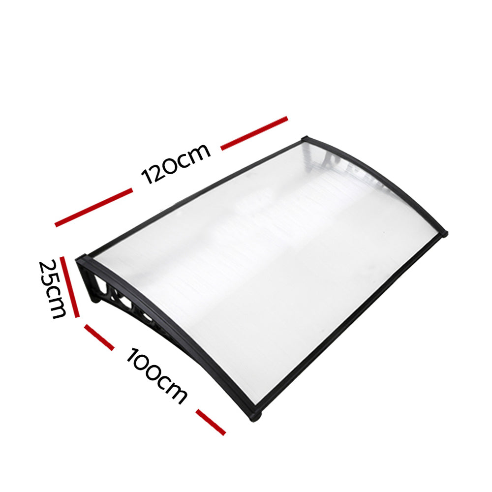 Instahut Window Door Awning 1mx1.2m Transparent AWN-PC6-1X12