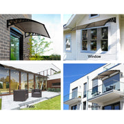Instahut Window Door Awning 1mx1.2m Brown AWN-PC6-1X12-BR