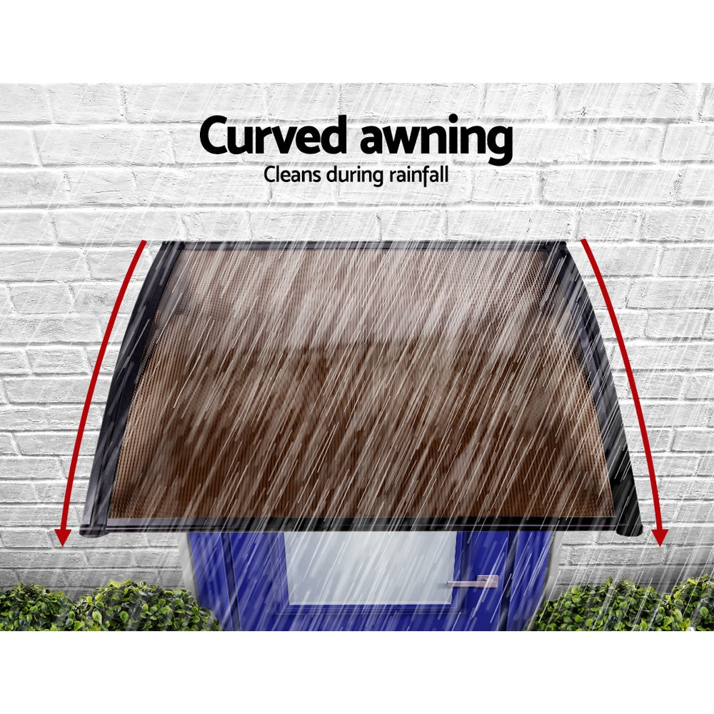Instahut Window Door Awning 1mx1.2m Brown AWN-PC6-1X12-BR