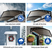 Instahut Window Door Awning 1mx1.2m Brown AWN-PC6-1X12-BR