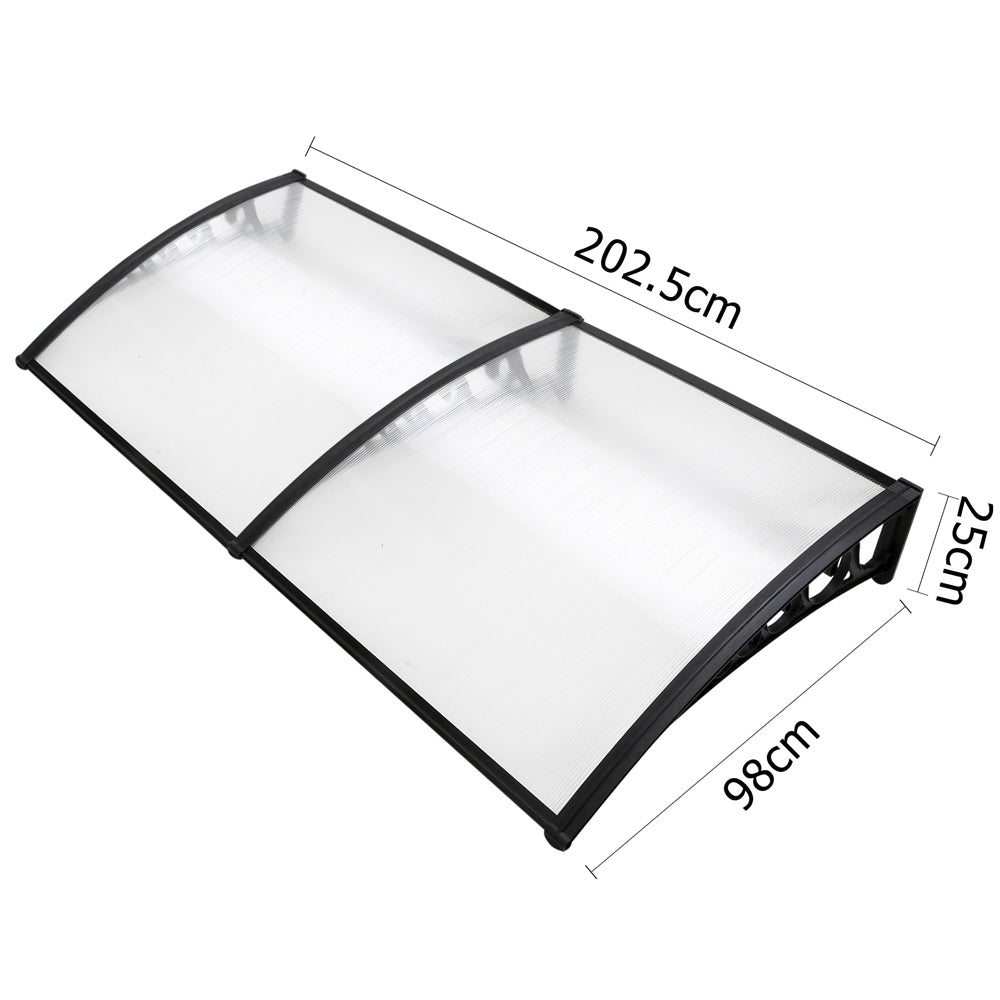 Instahut Window Awning Door Canopy 1mx2m Transparent AWN-PC6-1X2