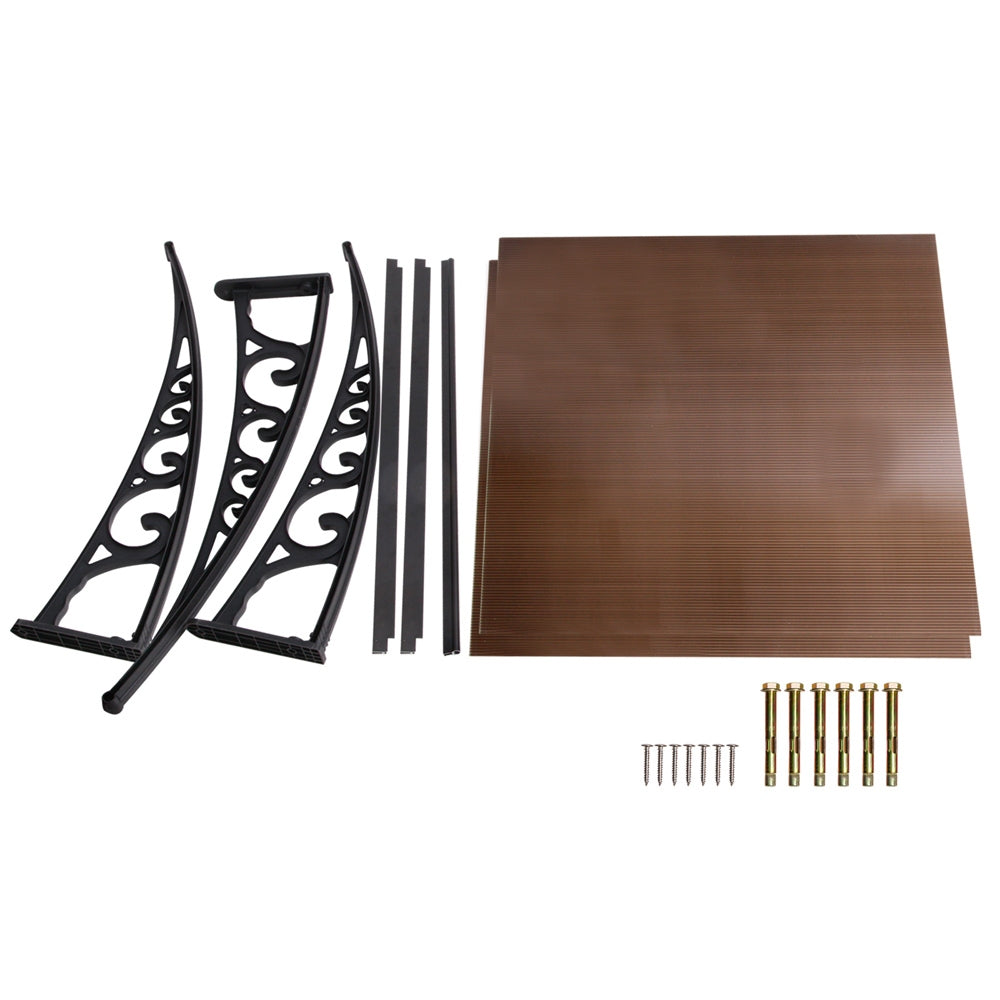 Instahut Window Awning Door Canopy 1m x 2m Brown AWN-PC6-1X2-BR