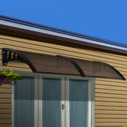 Instahut Window Door Awning 1mx2.4m Brown Hollow Sheet Plastic Frame AWN-PC6-1X24-BR
