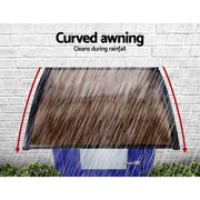 Instahut Window Door Awning 1mx2.4m Brown Hollow Sheet Plastic Frame AWN-PC6-1X24-BR