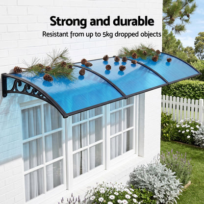 Instahut Window Door Awning 1mx3m Blue AWN-PC6-1X3-BL