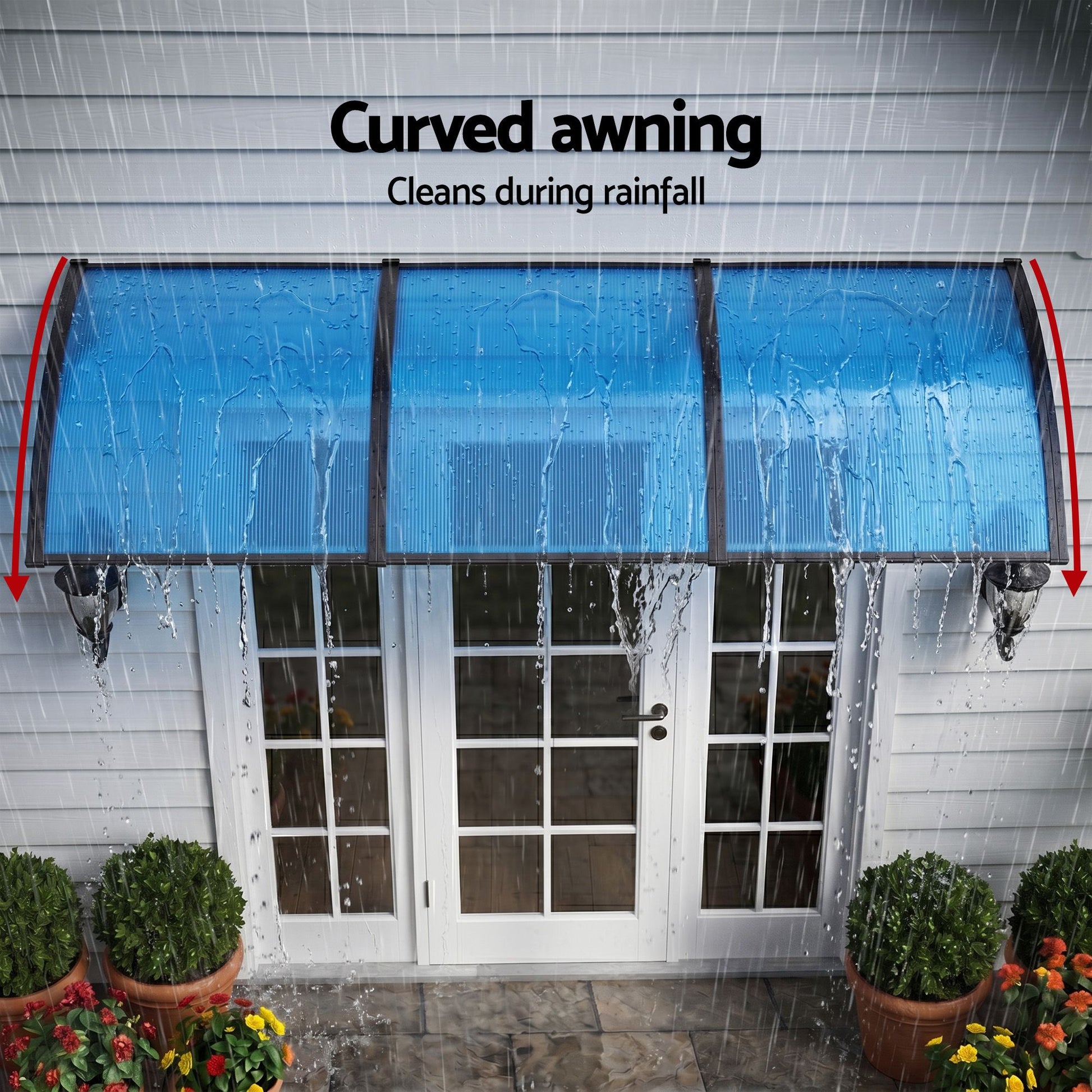 Instahut Window Door Awning 1mx3m Blue AWN-PC6-1X3-BL