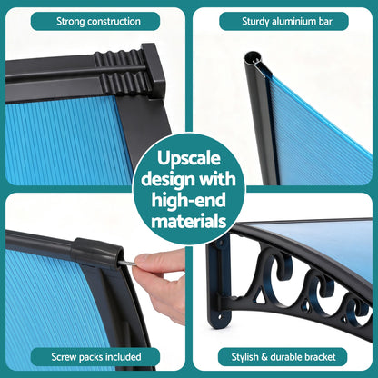 Instahut Window Door Awning 1mx3m Blue AWN-PC6-1X3-BL